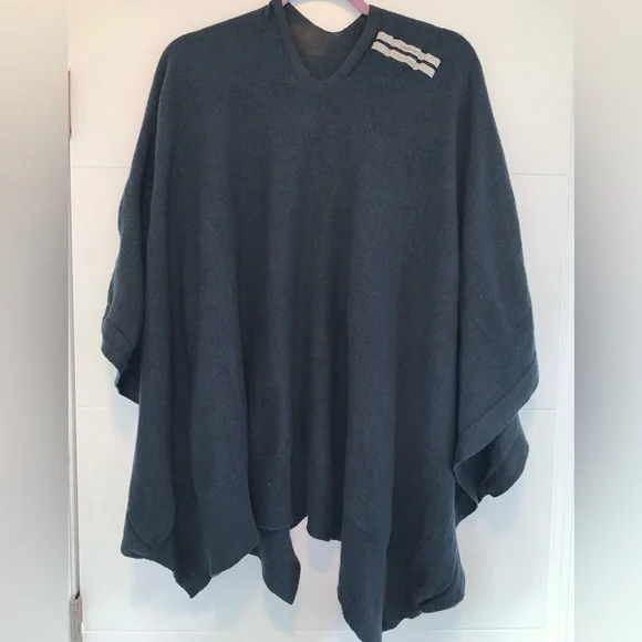 Rick Owen Blue Knit Distressed Sweater Poncho ViciousS/14 XS